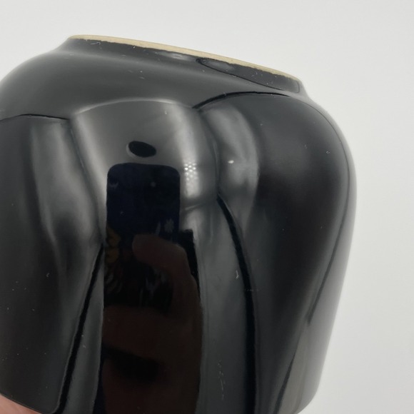 Vintage Newcor Stoneware 8oz Glossy Black Coffee/Tea Mugs Set Of 2, Thailand - Picture 12 of 13